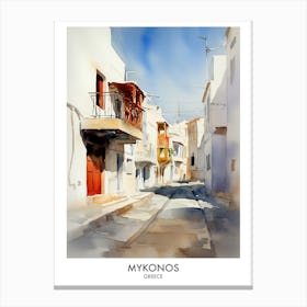 Mykonos Greece Watercolour Travel Poster 4 Canvas Print