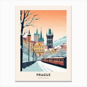 Vintage Winter Travel Poster Prague Czech Republic 1 Canvas Print
