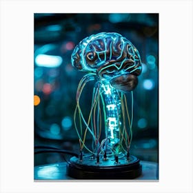 Cybernetic Brain Circuit Infused With Futuristic Design Bioluminescent Neural Pathways Intertwine (6) Canvas Print