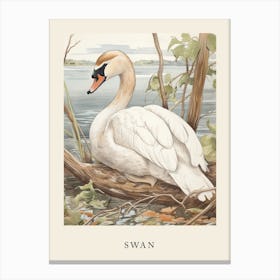 Beatrix Potter Inspired  Animal Watercolour Swan 4 Canvas Print
