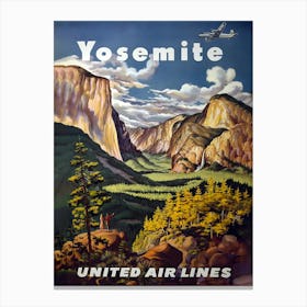 Yosemite United Air Lines Stampe su tela