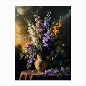 Baroque Floral Still Life Larkspur 4 Canvas Print