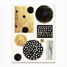 Black And Gold Polka Dots Canvas Print