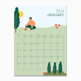 'Nature's calling' January 2024 Planner Canvas Print