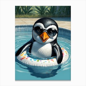 Penguin In The Pool 1 Canvas Print