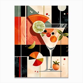 Orange & Lime Art Deco Inspired Cocktail 3 Canvas Print