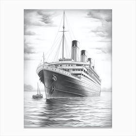 Titanic Ship Charcoal Sketch 6 Canvas Print