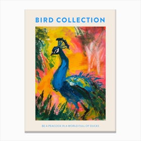 Colourful Brushstroke Peacock 7 Poster Canvas Print