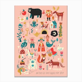 Folk Fairytale Pink Canvas Print