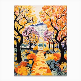 Schonbrunn Palace Gardens, Austria In Autumn Fall Illustration 3 Canvas Print