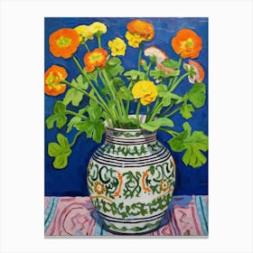 Flowers In A Vase Still Life Painting Portulaca 1 Canvas Print