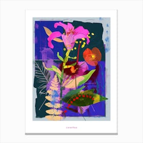 Lisianthus 1 Neon Flower Collage Poster Canvas Print