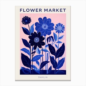 Blue Flower Market Poster Dahlia 2 Canvas Print
