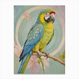 Parrot On A Branch In Pastel Canvas Print