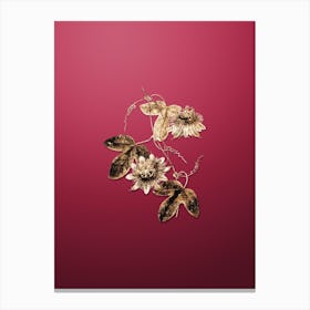 Gold Botanical Sullivan's Passion Flower on Viva Magenta n.0908 Canvas Print