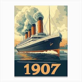 Aihrgdesign A Vintage Travel Poster Of A Grand Steamship In 1 F084c8e5 42ee 41be 808d 9e0c5041022b 0 Canvas Print