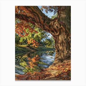 Autumn Tree By The River Canvas Print