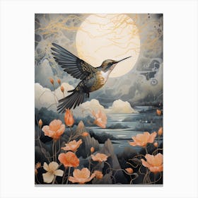 Hummingbird 3 Gold Detail Painting Canvas Print