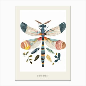 Colourful Insect Illustration Dragonfly 13 Poster Canvas Print