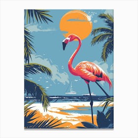 Greater Flamingo Renaissance Island Aruba Tropical Illustration 5 Canvas Print