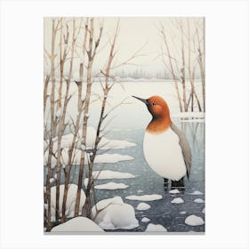 Winter Bird Painting Canvasback 2 Canvas Print
