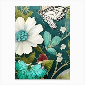 Butterflies And Flowers 4 Canvas Print