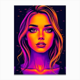 Neon Girl Portrait Canvas Print