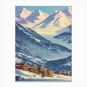 Tignes, France Ski Resort Vintage Landscape 1 Skiing Poster Canvas Print