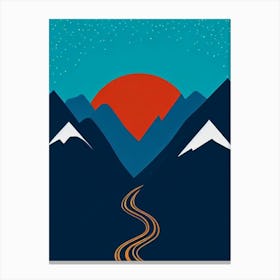 Chamonix, France Modern Illustration Skiing Poster Canvas Print