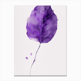 Violet Leaf Minimalist Watercolour 3 Canvas Print