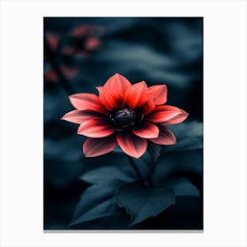 Red Dahlia Flower 1 Canvas Print