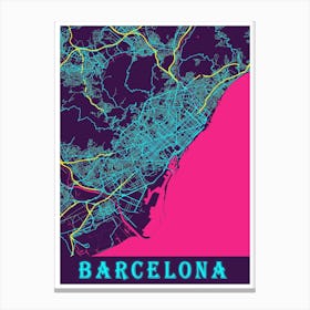 Barcelona Map Poster 1 Canvas Print