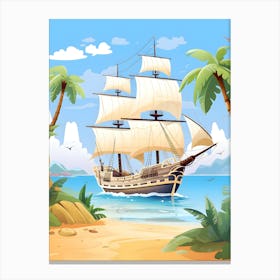 Pirate Ship On The Beach Canvas Print