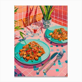 Pink Breakfast Food Scrambled Tofu 2 Canvas Print