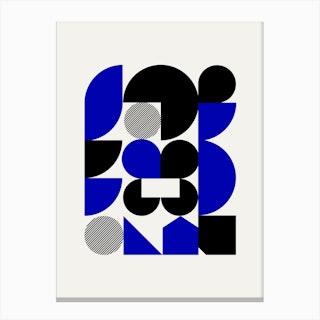 Blue And Black Geometrical Shapes Canvas Print
