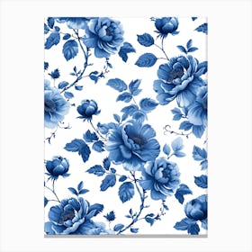 Blue And White Floral Pattern 17 Canvas Print