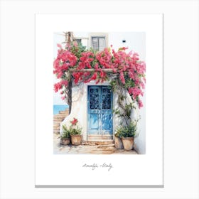 Amalfi, Italy   Mediterranean Doors Watercolour Painting 9 Poster Canvas Print