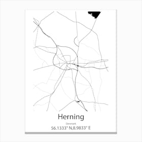 Herning,Denmark Minimalist Map Canvas Print