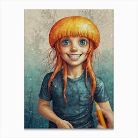 Little Girl With Orange Hair Canvas Print