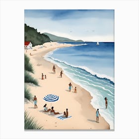 People On The Beach Painting (50) Canvas Print