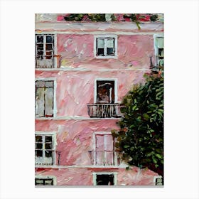 Pink Apartment Building Canvas Print