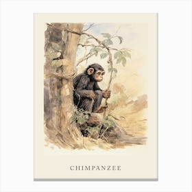 Beatrix Potter Inspired  Animal Watercolour Chimpanzee 2 Canvas Print