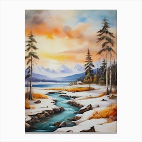 Winter Landscape Painting 23 Canvas Print