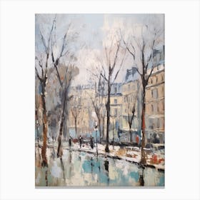 Winter City Park Painting Parc Monceau Paris France 4 Canvas Print