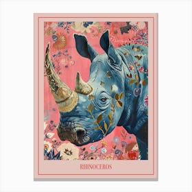 Floral Animal Painting Rhinoceros 2 Poster Canvas Print