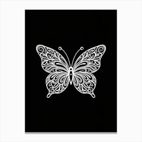 Butterfly On Black Background Canvas Print