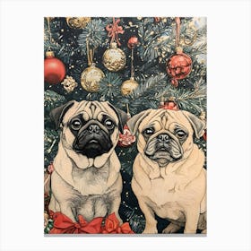 Christmas Pugs 16 Canvas Print