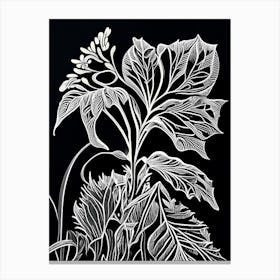 Valerian Leaf Linocut 2 Canvas Print