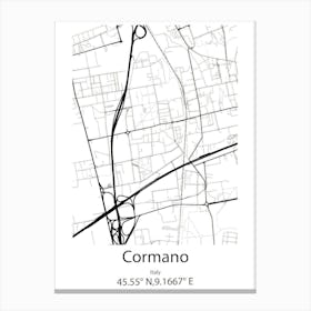 Cormano,Italy Minimalist Map Canvas Print