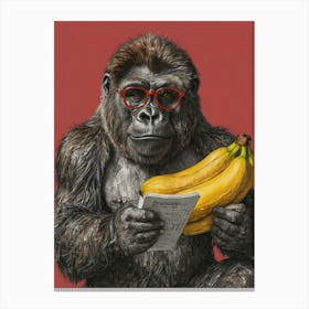 Gorilla Reading A Newspaper 1 Canvas Print